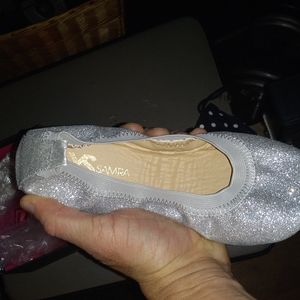 Silver sparkle ballet shoes NWT